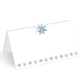 25 Pcs Christmas Place Cards, Blue Snowflake Blank Tent Name Cards for Food Buffet, Winter Party, Wedding Reception, Bridal Shower Table Setting -11