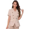 Allegra K Linen Blazer for Women's Short Sleeve Lapel Work