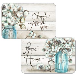 First Dawn Wipe-Clean Reversible Decofoam Placemats, Cotton Boll, Set of 2, Made in The USA