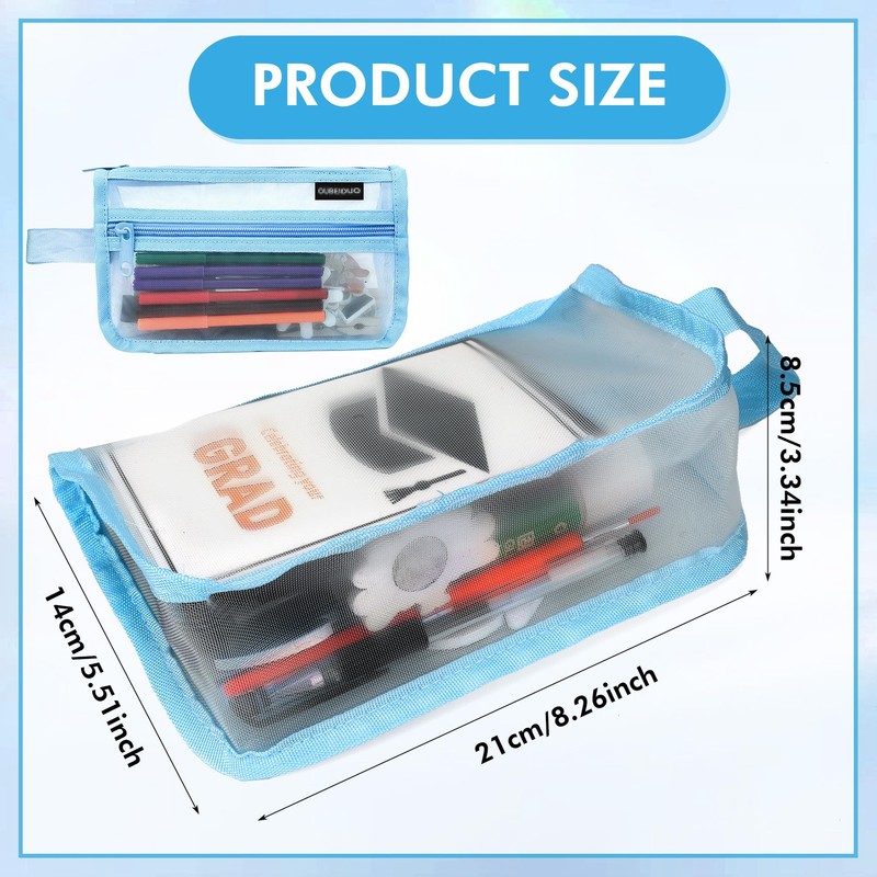 veyaltedl Mesh Transparent Pencil Case,Grid Mesh Pen Case with Zipper,1PCS