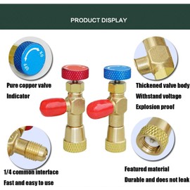 JIANZHENKEJI R410A Refrigerant Charging Valve 1/4'' - 5/16'' Copper Flow Control Valves,can Opener for Charging Hose