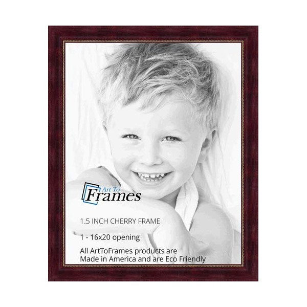 ArtToFrames 16x20 inch Cherry Stain with Gold Beads Wood Picture
