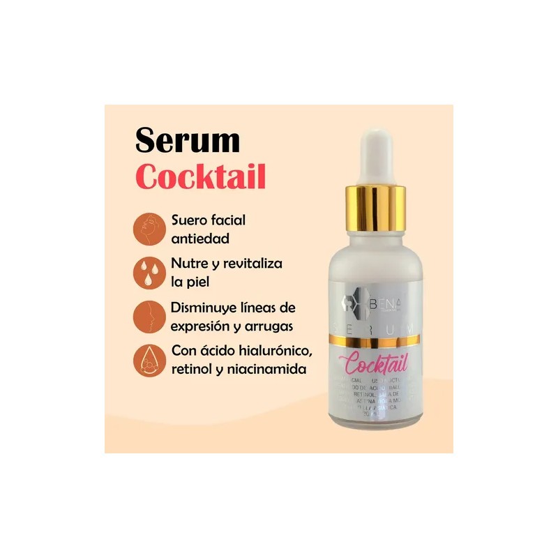 Serum Cocktail Facial Nocturno Bena Belleza Natural 30ml Con Ácido