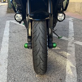 Modeer Front Axle Fork Wheel for Ninja 650 636 H2 H2R ZX6R ZX10R ZX14R Z 650 750 850 900 900RS 1000 1000SX Motorcycle Fall Protection Crash Pad Accessories (Green-2)