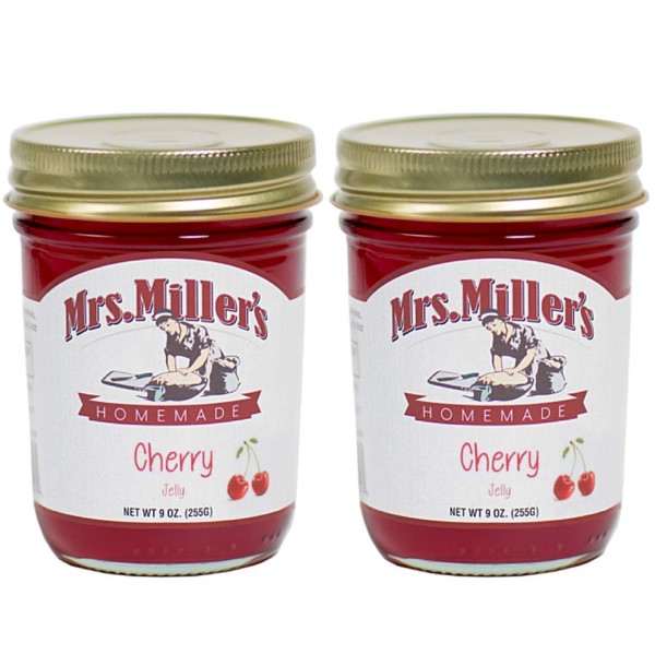 Mrs. Miller's Amish Homemade Cherry Jelly 2 Pack - 9 Ounces Each Jar