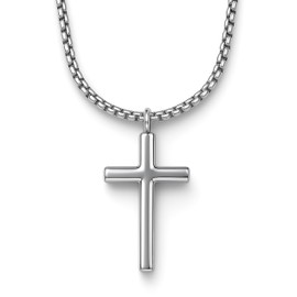 UNIQAL Kreuz Halskette Edelstahl Herren Damen | Kette & Kreuz Anhänger | Rostfrei, wasserfest, robust | Schwarz Silber Gold | Geschenkidee | Stilvoller Anhänger (03 - Silver)