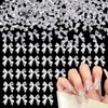 80 Pcs Sliver Bow Nail Gems Charms, 3D Bowknot Nail