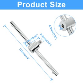 Unlorspy 1/4 Inch T-Handle Wrench 113mm/4.4 Inch Length Adjustable T-Handle Socket Hand Tool, Chrome Vanadium Steel Drive Sliding Wrench Breaker Bar For Car Repair