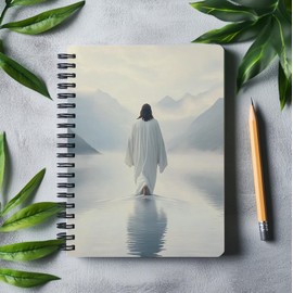 bitCNY Jesus Walking on the Water Christian Spiral Notebook, Jesus Journal, Prayer Journal for Woman, Christian Gifts for Women Men, Bible Journaling Notebooks for Note Taking, 5.5x8.3 Inch