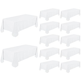 Fivenl 12 Pack White Tablecloth 60 x 102 Inch, Bulk 6 Foot Rectangle Table Clothes, Washable Polyester Fabric Table Covers for Wedding, Party, Reception, Banquet