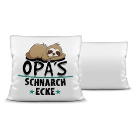 Cuddly Cushion with Filling with Saying for Grandpa - Grandpa Snoring Corner - Gift Idea Birthday Father's Day / Best Father's Day Gift - Cushion White - Fluffy