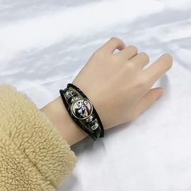 IMINI Jack and Sally Nightmare Before Christmas Beaded Adjustable Hand Woven Leather Bracelet Braided Inspired Couple Matching Bracelets Promise Jewelry Gifts for Women Men Lover (Style 9)