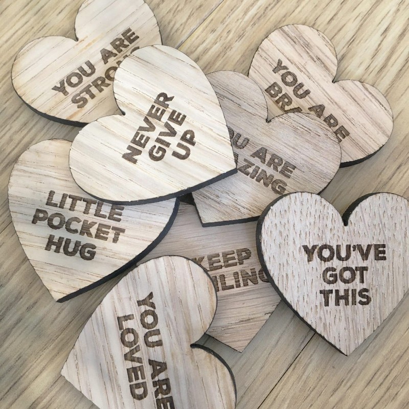 Little Pocket Hug Just For You Wooden Heart Token with
