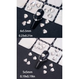 150Pcs Nail Gems, Multi Shapes Crystal White Rhinestones for Nails, Flatback Nail Art Rhinestones, Nail Charms and Diamonds for Nail Art Design Decoration (Heart)