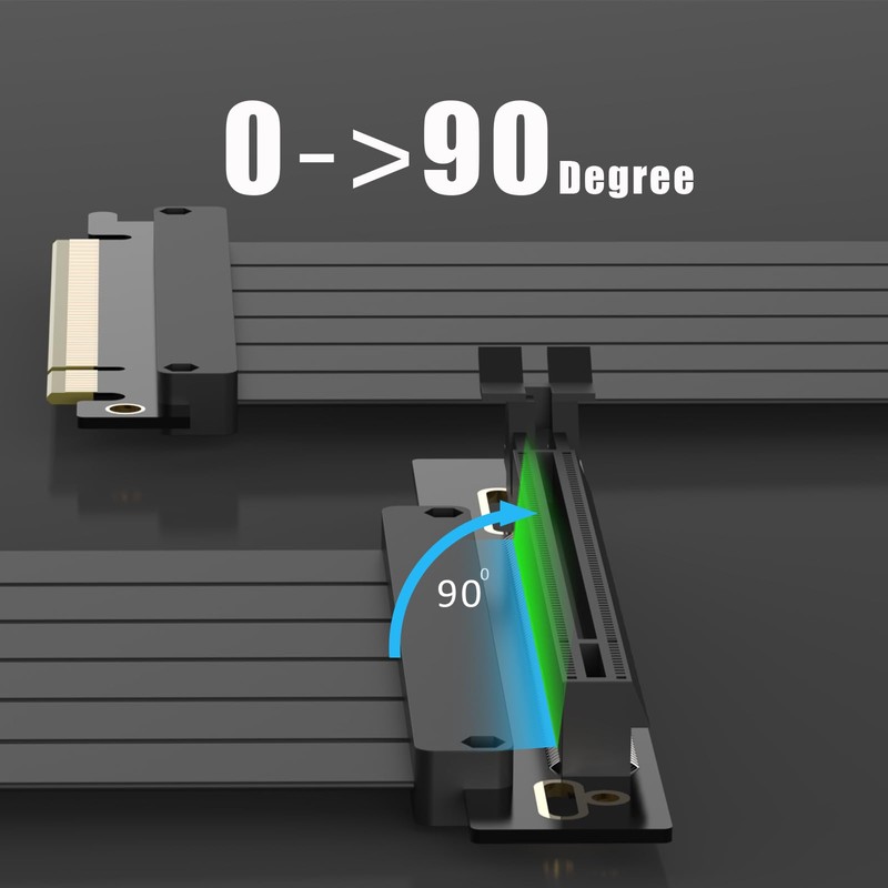 GLOTRENDS 250mm PCIe 3.0 X16 Riser Cable (0->90 Degree), Compatible