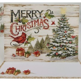 Lang 2 Lang 2020 Linen PINE FOREST Glitter Christmas Cards+Envelope