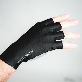 SPATZWEAR "AeroGlovz Short Finger Cycling Gloves - Aero-Optimized, Ergonomic Fit, Silicone Grip, Padded Protection (Black, Large)