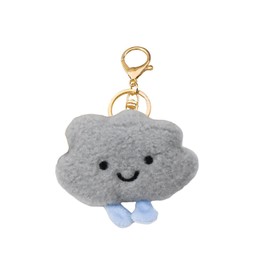 xuzhiyuan Funny Smiling Cloud Keyring Cute Smiling Face Cloud Soft Plush Car Keychain Bag Jewelry for Women-Grey