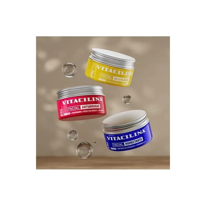 Vitacilina Facial, Humectante/aclaradora/antiarrugas Pack 3