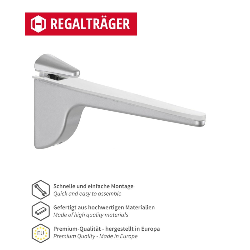 Gedotec Designer Shelf Bracket - Silver Aluminium | 1 Piece