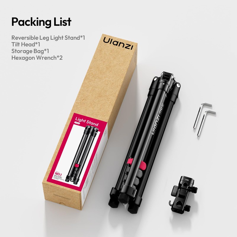 ULANZI TT43 II Light Stand, 86.61" Lightweight Reverse-Folding Tripod with