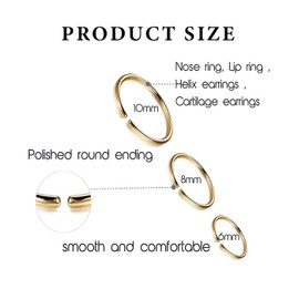 IUDWCG Stainless Steel Nose Ring Piercing Earrings Belly Button Ring Lip Ring, Stainless Steel