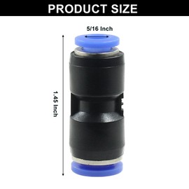 Murtenze 10PCS Blue Straight Push to Connect Fitting 5/16" Tube OD Plastic Union Pipe Tube Fitting Straight Push Lock PU-5/16 (Pack of 10)