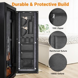 INKUITEN Gun Safe Door Organizer,Gun Safe Door Panel Organizer with Pistol Holsters,Knife Storage Pocket,Adjustable Width Fit Back Panel 10 to 15in,Gun Safe Accessories Storage (10W*45.6H in)
