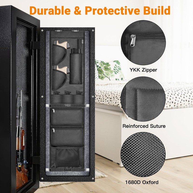 INKUITEN Gun Safe Door Organizer,Gun Safe Door Panel Organizer with