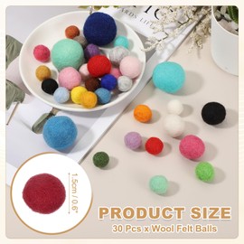 sourcing map 30 Pcs Wool Felt Balls Beads, 0.6 Inch Felt Pom Poms for Crafts, Handmade Pompoms Bulk Small Bead for Nursery Handicrafts and DIY Art Decoration, Burgundy
