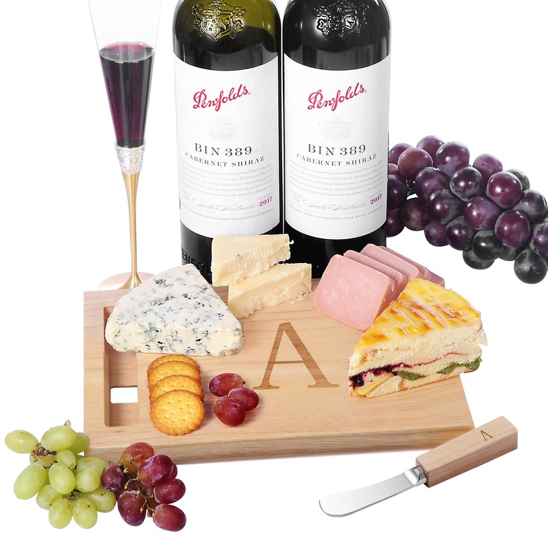 Miicol Wood Charcuterie Board, Monogram Cheese Board 10 Inch, Personalized