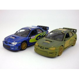 KiNSMART 2007 Subaru Impreza WRC Racing Edition 5 Inch 1:36 Scale Die Cast Metal Model Toy Race Car SetOf2 Clean & Dirty After Race