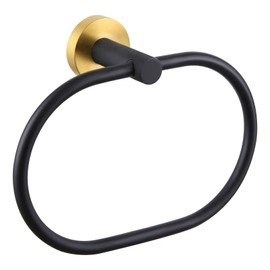 Suyar Towel Ring, Stainless Steel Hand Towel Holder for Bathroom Wall, Oval Shape, Gold and Black
