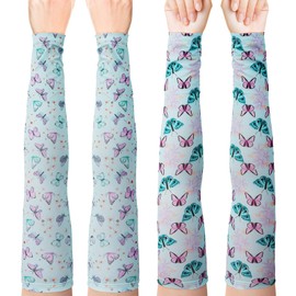 PAMASE - Fundas de jardinería para mujer, 2 pares de fundas protectoras para brazo de refrigeración para jardín de agricultores, protección solar al aire última intervensión, regalos de protección UV, Mariposa, Talla única
