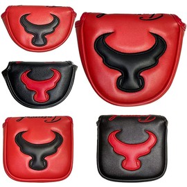 Putter Cover Golf Head Cover for Mallet Small Mallet Odyssey 2 Ball Tailor Made Spider Putter with Magnet BULL Bull (Small, Black)