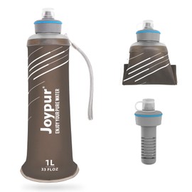 joypur 1 Litre Water Bottle Outdoor Survival Camping Water Bottle with Filter Foldable for Outdoor Activities (Grey)