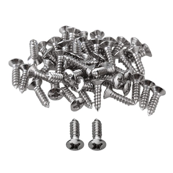 Yibuy Chrome Hard Guitar Bass Mounting Screws for Scratch Plates