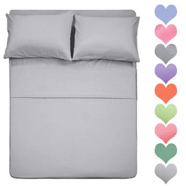 Best Season 400 Thread Count Cotton Queen Size Sheet Set (Silver Gray Color) 4 Piece - 100% Long Staple Cotton Sheets Set, Soft Cotton Bed Sheets Sets with Deep Pocket fit Upto 16 inch
