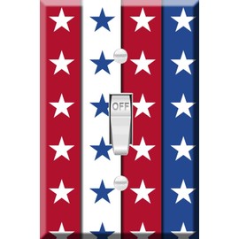 Toggle Wallplate, Single Light Switch Cover Plate - July 4th Patriotic Stars and Stripes Pattern