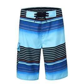 unitop Men's Board Shorts Summer Holiday Surf Trunks Quick Dry, Blue, 34
