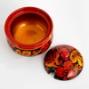 Hand-Painted Traditional Russian Khokhloma Sugar Bowl with Spoon, Multicolor