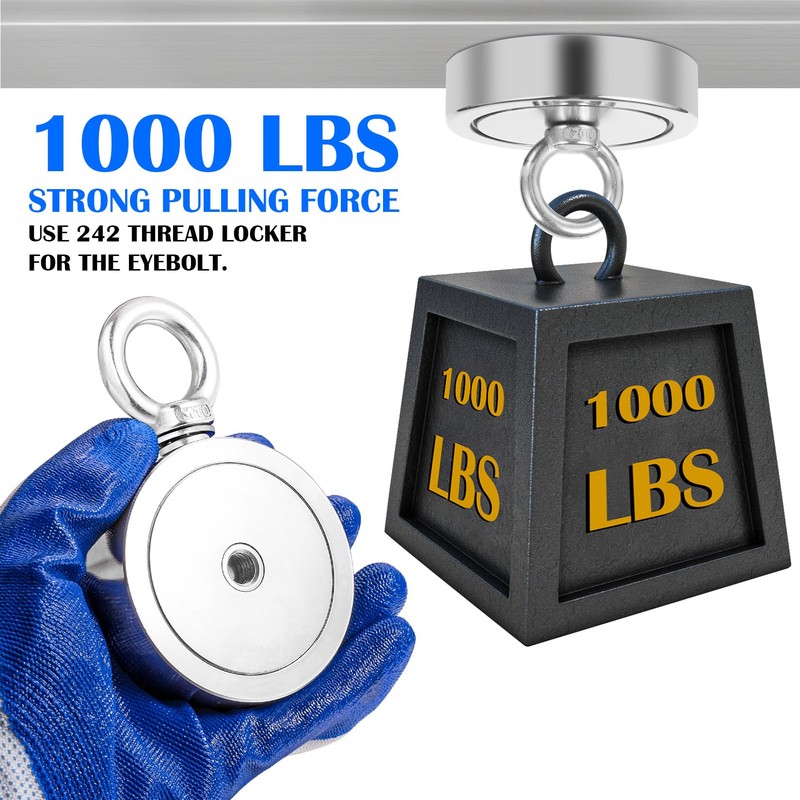 VNDUEEY Magnet Fishing Kit, 1000 LBS Strong Fishing Magnets Kit