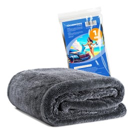 Kemes Microfibre Cloths Car XXL Ultra Absorbent with 1400 GSM Heavyweight Grey 50 x 80 cm Premium Microfibre Drying Cloth Scratch-Free 5-Way Absorbent Polishing Cloth for Car Care and Motorcycle