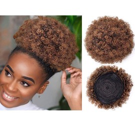 AISI QUEENS Synthetic Afro Puff Drawstring Ponytail Bun Extension Hairpieces Updo Hair Extensions Short Kinky Curly Hair Large Size ((T30#)