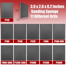 22Pcs 2 Sizes Grit Sanding Sponge Set,120-3000 Grit Flexible Foam Filled Sanding Pad,Wet And Dry Blocks Sandpapers Sheets for Wood & Metal,Railings,Furniture Polishing