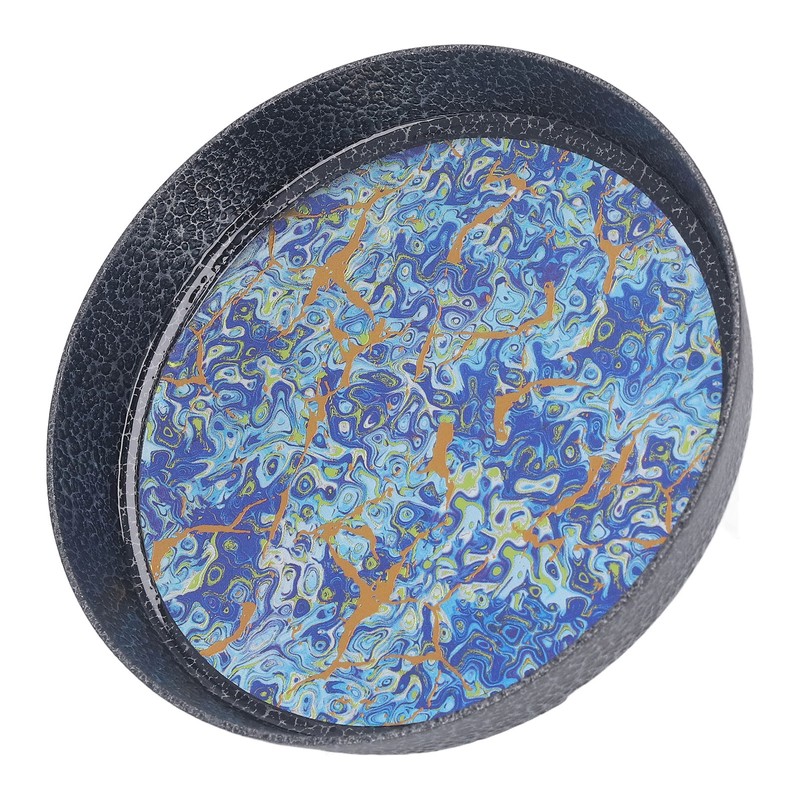 Small Tea Tray Complex Pattern Round Alloy Decorative Tea Serving
