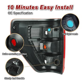 ZSBMP Tail Lights Compatible With 2021 2022 2023 Ford F150 XL Rattler Halogen W/O Blind Spot (Right Passenger Side)，OE-Style Rear Lamp Replacement [w/o Bulbs]