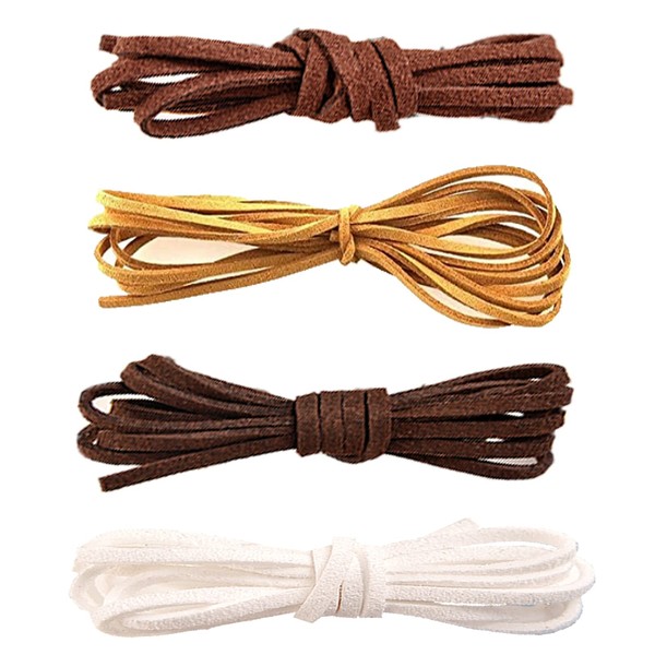 Suede Cord, Leather Cord, 6.6 ft (2 m), Set of 4 Colors, DIY Crafts, Hobby, Handmade, Handmade, Leather Crafts, Leather Cords, for Necklaces, Accessory Parts