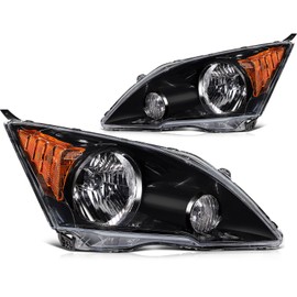 LBRST Headlight Assembly Fit with 2007-2011 for Honda CRV CR-V Chrome Housing Clear Corner Driver and Passenger Side 20681601 HO2503129 20681501 HO2502129