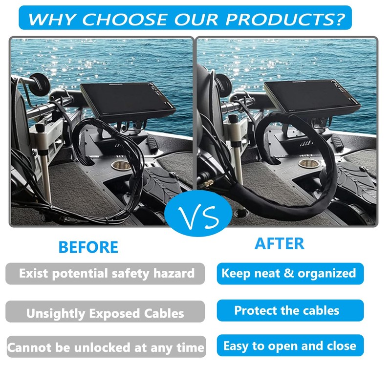 Trolling Motor Cable Organizer Sleeve,60" Neoprene Cable Sleeve for Trolling